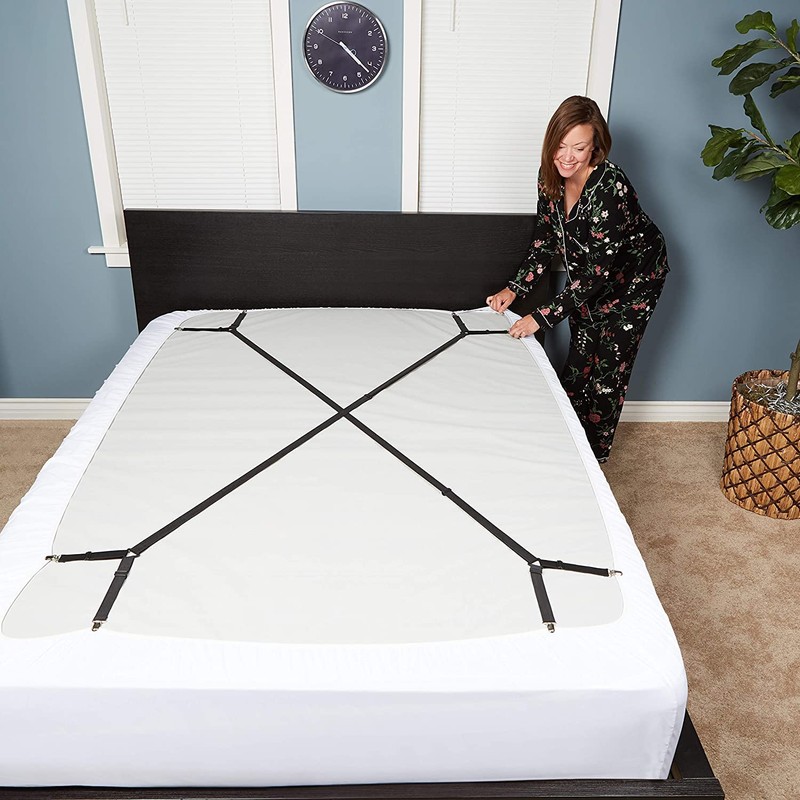 FeelAtHome Bed Sheet Holder Straps Cross - Sheets Stay Braces