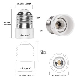 DiCUNO DiCUNO E27 auf E14 Sockel Konverter, Adapter Fassung E27 bis E14, Lampensockel fr E14 LED-Lampen, Glhbirnen, CFL-Lampen, 2er Pack