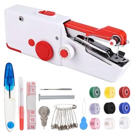 Handheld Sewing Machine,Sewing Machine for Beginners,Mini Sewing Machine for Adults Quick Stitching,Hand Sewing Machine with Sewing Kits Suitable for Home,Travel,DIY (Red)