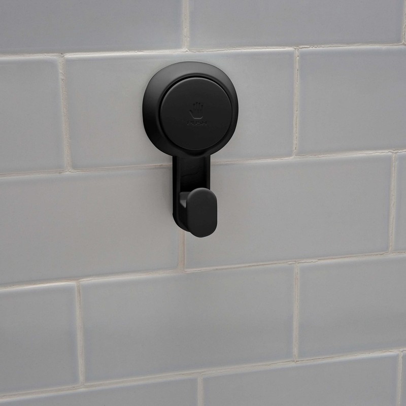 Bath Bliss 4 Pack Gel Matte Black Suction Power Hook,