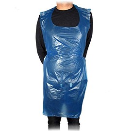 100 x Disposable Aprons for Adults Blue - Waterproof Apron Pack - Plastic Aprons Medical Virus Protection | PPE Aprons Disposable - Throw Away Single Use Aprons
