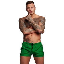 TONLEN Mens Swimwear Sports Shorts Swim Trunks with Zipper Pockets (US, Alpha, Medium, Regular, Regular, Green)