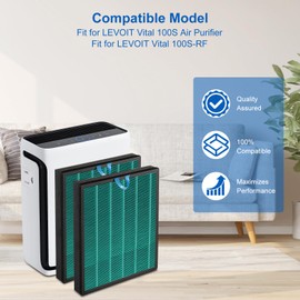 NXBHG Vital 100S Toxin Absorber Replacement Filter Compatible with LEVOIT Smart WiFi Vital 100S Air Puri-Fier, 3-in-1 H13 HEPA and High-Efficiency Activated Carbon Filter, Vital 100S-RF, 2 Pack.