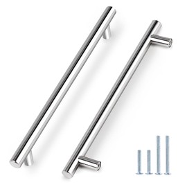 Probrico 30 Pack 10 Inch Polished Chrome Cabinet Pulls Euro T Bar Cabinet Handles, Polished Drawer Pulls Stainless Steel Cabinet Hardware, Chrome Cabinet Door Handles for Kitchen Cupboard