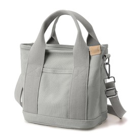 NAKODU Multi Pocket Canvas Tote Bag for Women,Tote Bag with Zipper,Everything Tote Bag Purse Travel Tote Bag with Compartment,2 Sizes (grey, S)