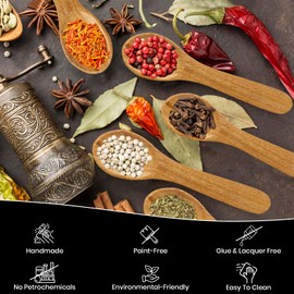 Artisan Wooden Crafts Natural Wood Spoons Set, 5 Inches, Traditional Style, 6-Piece (Natural)