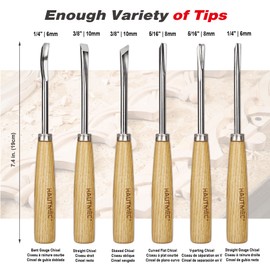 HAUTMEC Wood Carving Tools Set of 6, Wood Gouge Tools Set, Fishtail Gouges to Reach into Tight Spaces for Hobbyists or Professionals HT0236-WW