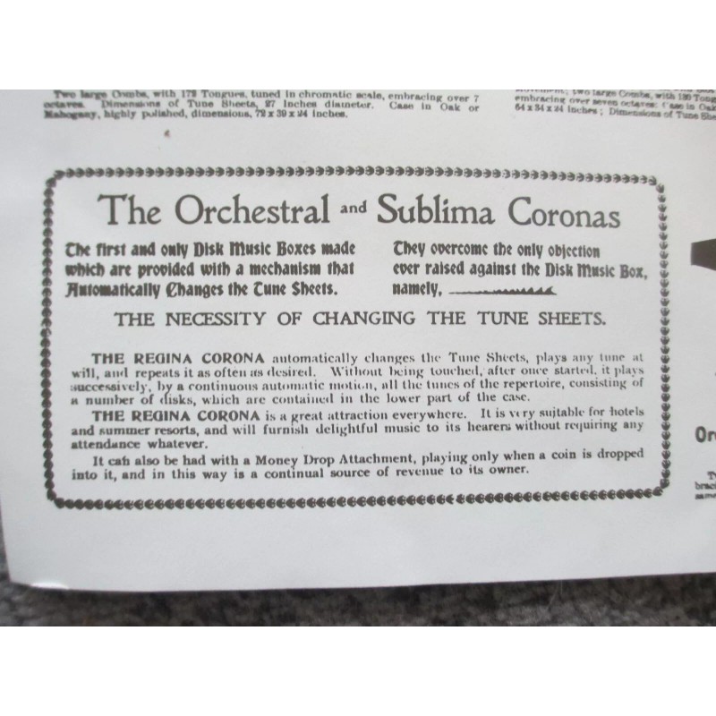 Regina Music Box Broadside Repro 17" x 22" 17 Styles