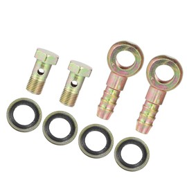 Motoforti Universal Banjo Bolt Hose Barb Fittings, 0.98"x0.55", Metal, Bronze Tone,2pcs