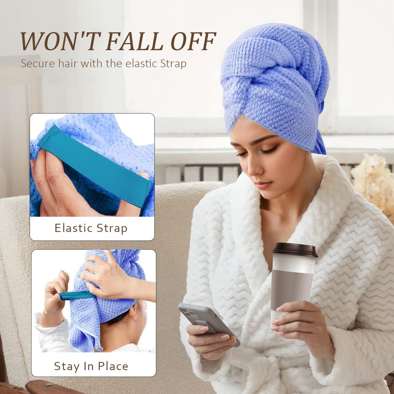 Bigger Size Microfiber Hair Towel Wrap for Women - Fast