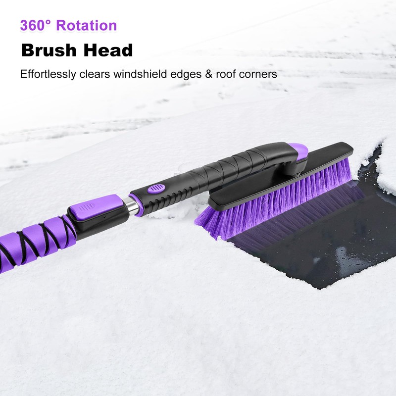 HEEYA 48 Inch Long Snow Brush for SUV, Extendable Ice
