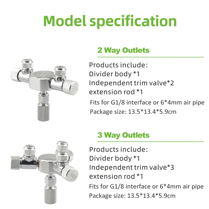 Aquarium Tank CO2 Splitter Regulator Distributor Needle Fine Adjusting Valve