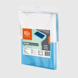 La Briantina Magic Blue Double Action Melamine and Polyurethane Sponges 12.5 x 8 cm - Cleaning Tiles, Sinks, Countertops and Hard Surfaces - Pack of 2