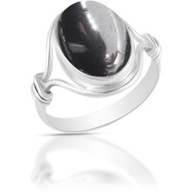 Sterling Silver 925 Ring For Womens Natural Hematite Ring Sterling Silver Engagement Ring Grey Gemstone Ring