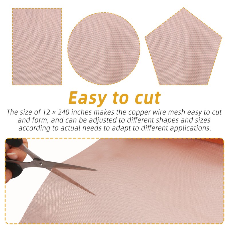 JAVOUKA Copper Mesh Screen 40-Mesh 12 in x 20ft,Pure Copper