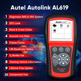 Autel AutoLink AL619 OBD2 Scanner | 2026 ABS/SRS/CAN Diagnostic Tool | Read/Erase Codes, Check Engine Light, OBDII Live Data & DTC Library | Upgrade for AL519, ML519, ML619 (Vehicle-Specific)