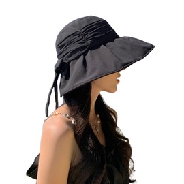 ISHR Women's UV Protection Hat, Wide Brim, Sun Protection, UV Protection, UV Protection, Designed with Black Light Shielding Coating for Summer, Small Face Effect, Size Adjustable, Foldable