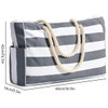 AIMALL Bohemian Striped Beach Bag with Double Zipper and Outer