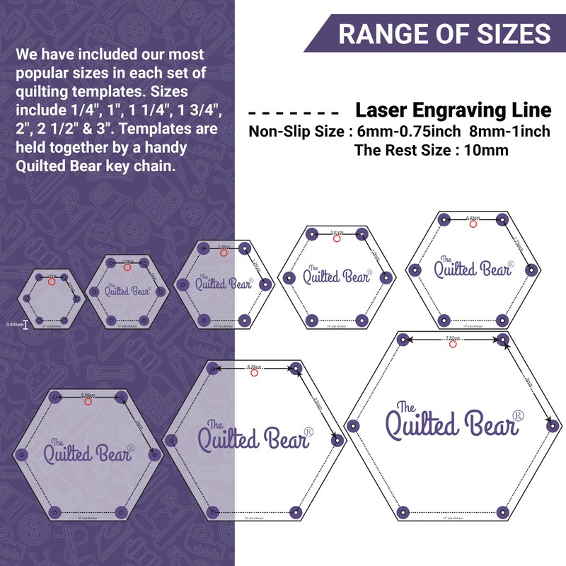 The Quilted Bear Diamond Quilting Templates - Set of 8