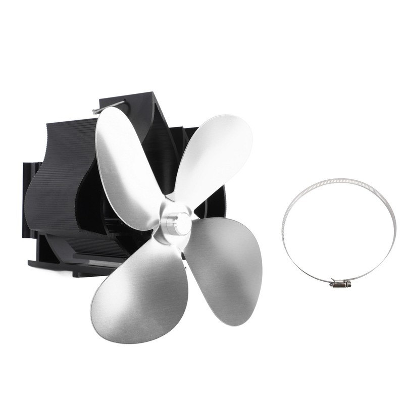 Wall Mounted Fireplace Fan 4 Blade Heat Powered Wood Stove