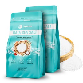 Birdee Baja Mineral Sea Salt – 2kg (Pack of 2), Abundant with Essential Minerals, Salt Fine Grind, Unrefined, Low Sodium, Solar-Dried, Hand-Harvested, Perfect for Refills and Bulk