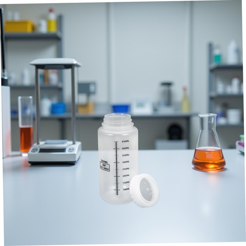BUGUUYO 4pcs Plastic Graduated Reagent Bottles with Wide Mouth and