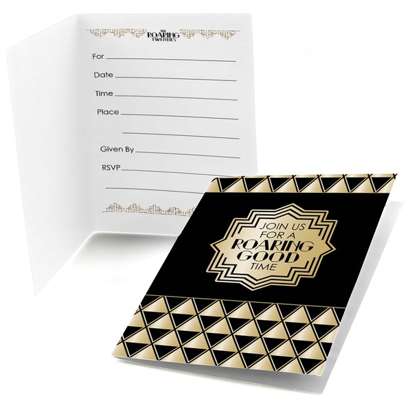Big Dot of Happiness Roaring 20's - Fill In 1920s Art Deco Jazz Party Invitations (8 count)