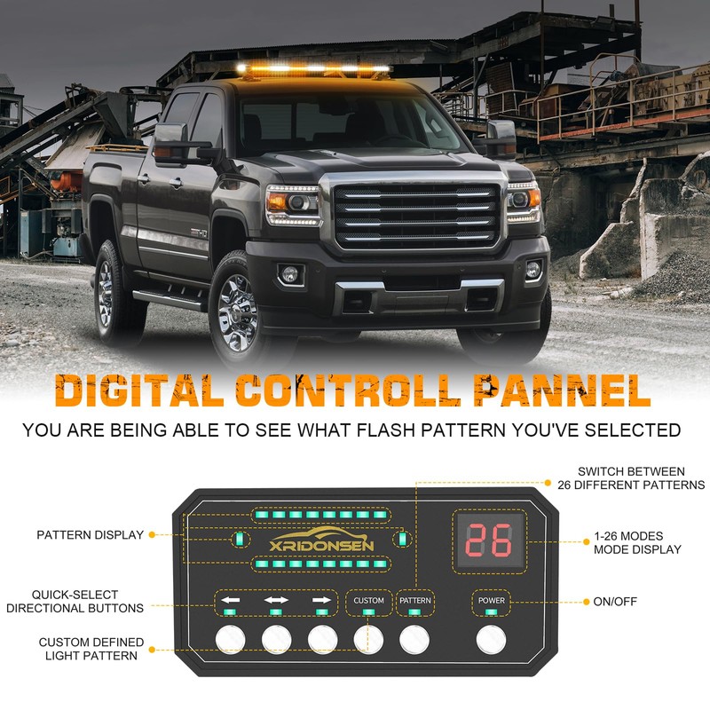 XRIDONSEN 37" 104 LED Roof Top Strobe Light Bar Amber
