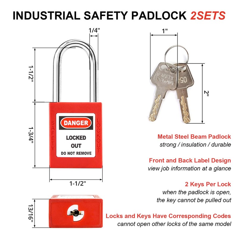 Gate Valve Lockout and Safety Padlock, 2Sets, Hose Bib Lock