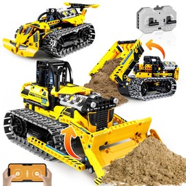 OKKIDY 3 in 1 Kids Remote Bulldozer STEM Technology Building Blocks Set Toys APP Remote Construction Blocks Engineering Excavator/Robot Ages 6-14 DIY Erector Sets for Boys and Girls-452 (PCS)