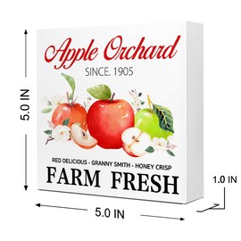Fall Table Decor,Apple Orchard Autumn Harvest Seasonal Thanksgiving Wood Block Sign Desk Decor,Rustic Fall Wooden Box Sign Decor for Farmhouse Home Kitchen Shelf Table Decoration Q693