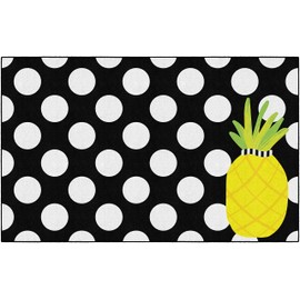 Flagship Carpets Schoolgirl Style Simply Stylish Tropical Pineapple Polka Dots Classroom Area Rug for Indoor Classroom Learning or Kid Bedroom Educational Play Mat, 5'x7'6"