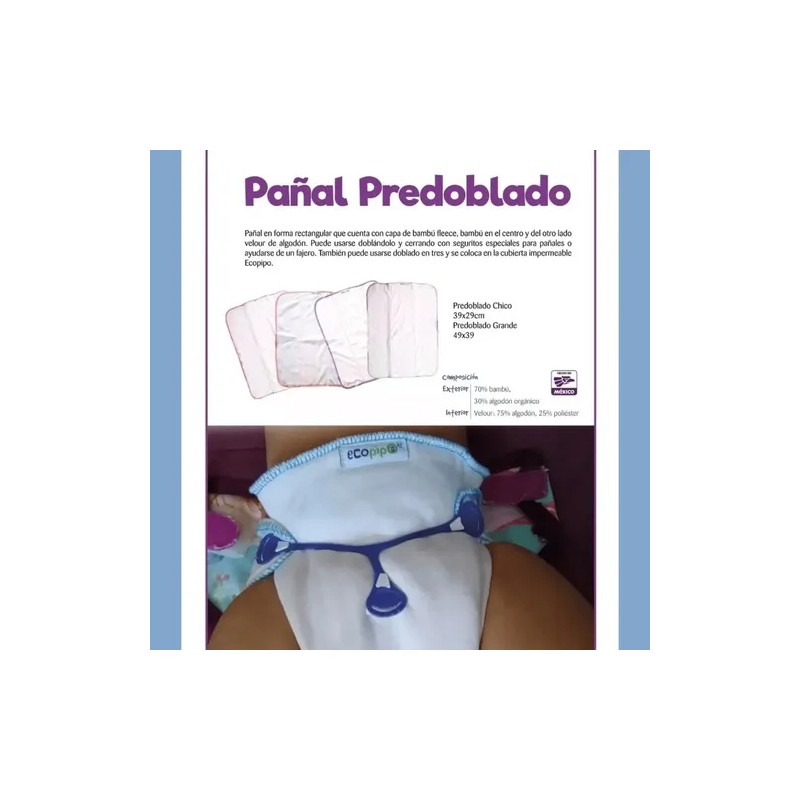 Pañal Predoblado Chico Y Cubierta Estam Pack Retro Ecopipo
