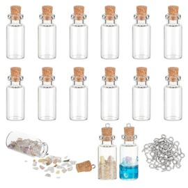 PH PandaHall 20pcs 4ml Small Gift Bottle Cork Glass Bottles Empty Spell Bottle Clear Wishing Bottles Vials with 20pcs Eye Screws for Christmas Wedding Party DIY Decoration, 35x16mm (0.13oz)