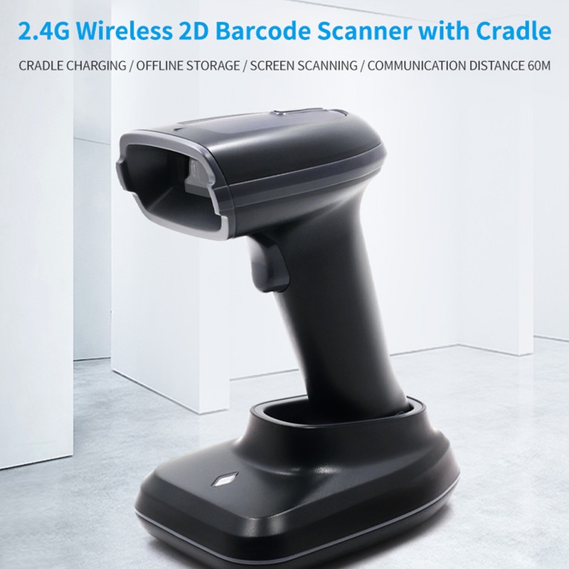 Handheld 1D/2D/QR Barcode Scanner Wireless BT & 2.4G USB Wired