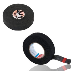 2 Rolls of Insulation Tape Industrial Fabric Tape Duct Tape Cable Harnesses Electrician Tape Wiring Harness Tape Heat Resistant Insulation Wrap Tape for Car Motorcycle 19 mm x 25 m Black