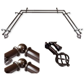 A&F Rod Décor - Spin 13/16" Double Bay Window Curtain Rod - Cocoa