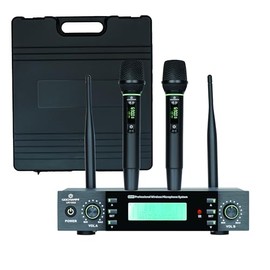 Ur100x Micrófono Inalámbrico UHF 2 Canales Mano Profesional Metal Dinámico,Frecuencias Ajustables,Micrófono para Karaoke y Aula, Distancia 80m, Negro