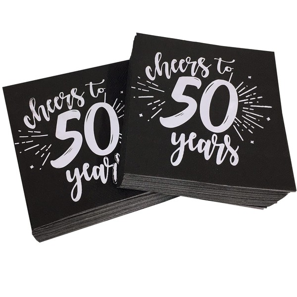 50Pieces Silver50th Birthday Celebration Party Decorative NapkinBlack50th Birthday Decorative Men's