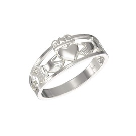 Aeon Jewellery Claddagh Band Ring - 925 Sterling Silver Heart Shape Rings, Size L | Hypoallergenic | Polishing Cloth & Gift Box Included