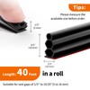 SILIENTWERK 40 Feet Self-Adhesive Rubber Weather Stripping Fits Big Gaps,
