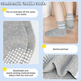 GRPSKCOS Baby Toddler Non Slip Socks 12 Pairs Toddler Grip Socks Newborn Socks with Grip Anti Slip Crew Socks for Boys Girls（#1 Six Colours 1-3 Years）