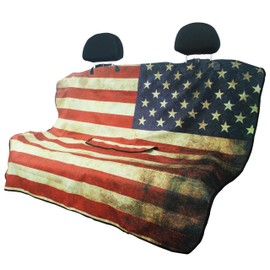 Hirritale Waterproof Back Seat Cover for Dogs and Kids, Car Seat Protector Under Baby Car Seat, Child and Dog Car Seat Cover Blanket for Rear Bench(American Flag Red, Rear Bench Seat Towel)