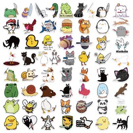 Cartoon Animals with Knives Stickers 60 Pcs Waterproof,Removable,Cute,Beautiful,Suitable for Boys and Girls in Water Bottles,Phones,Laptop,Guitar,Car,Motorcycle,Piano,Scooter,Suitcase Vinyl Material.