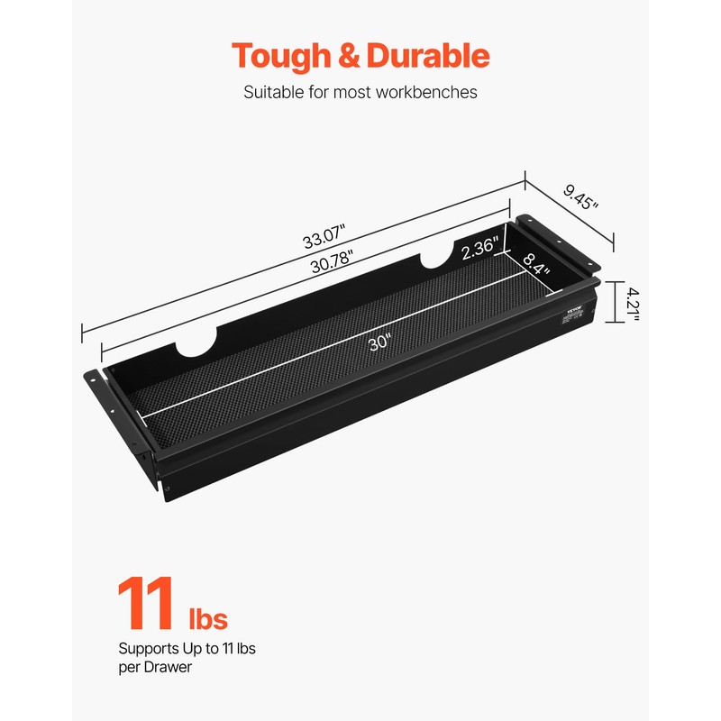 VEVOR Under Desk Drawer Slide Out, 33inch Under Desk Mounted
