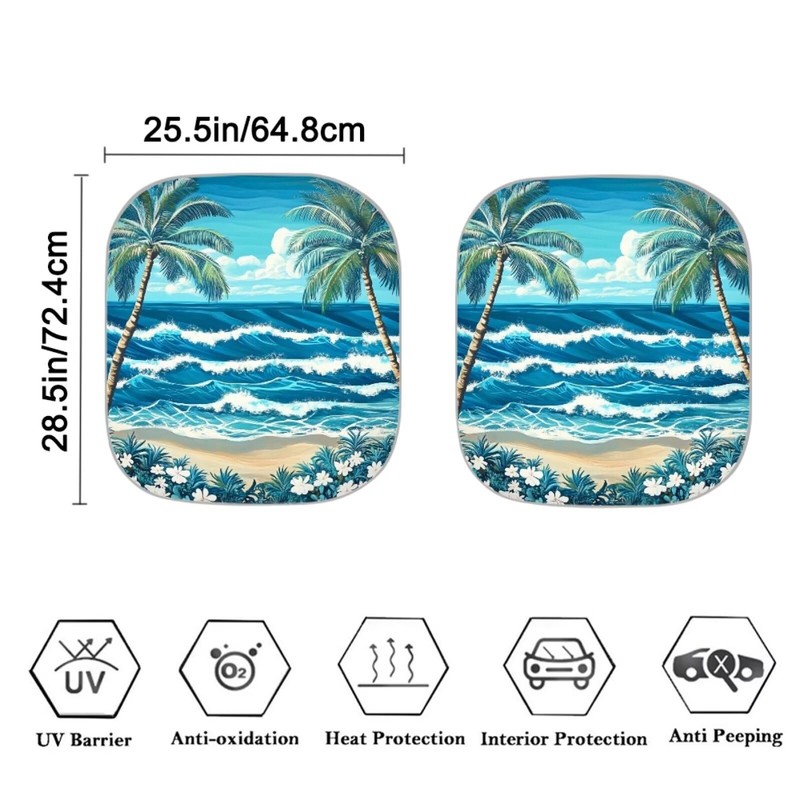 Coldinair Hawaii Palm Tree Ocean Wave Windshield Sun Shade for