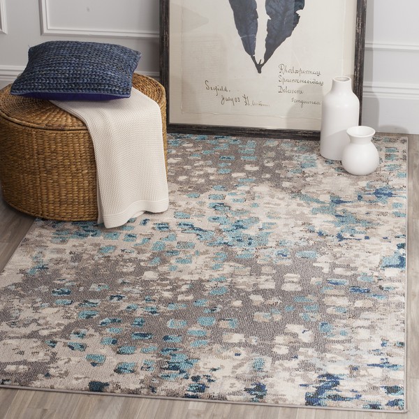 SAFAVIEH Monaco Collection MNC225E Boho Chic Abstract Watercolor Non-Shedding Living