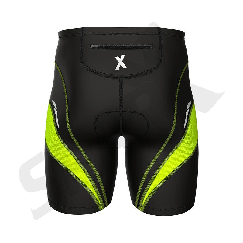 Sparx - Pantalones cortos de triatlón para hombre (negro/verde neón,