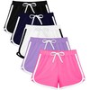 Resinta 5 Packs Girls Cotton Athletic Shorts Active Running Shorts