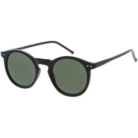 zeroUV - Vintage Retro Horn Rimmed Round Circle Sunglasses with P3 Keyhole Bridge (Black/Green)
